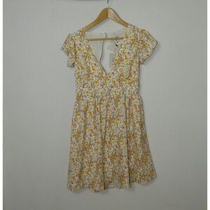 Pink Diamond Brand Dress Yellow Floral Open Back‎ Boho Chic Cottagecore  Size XL